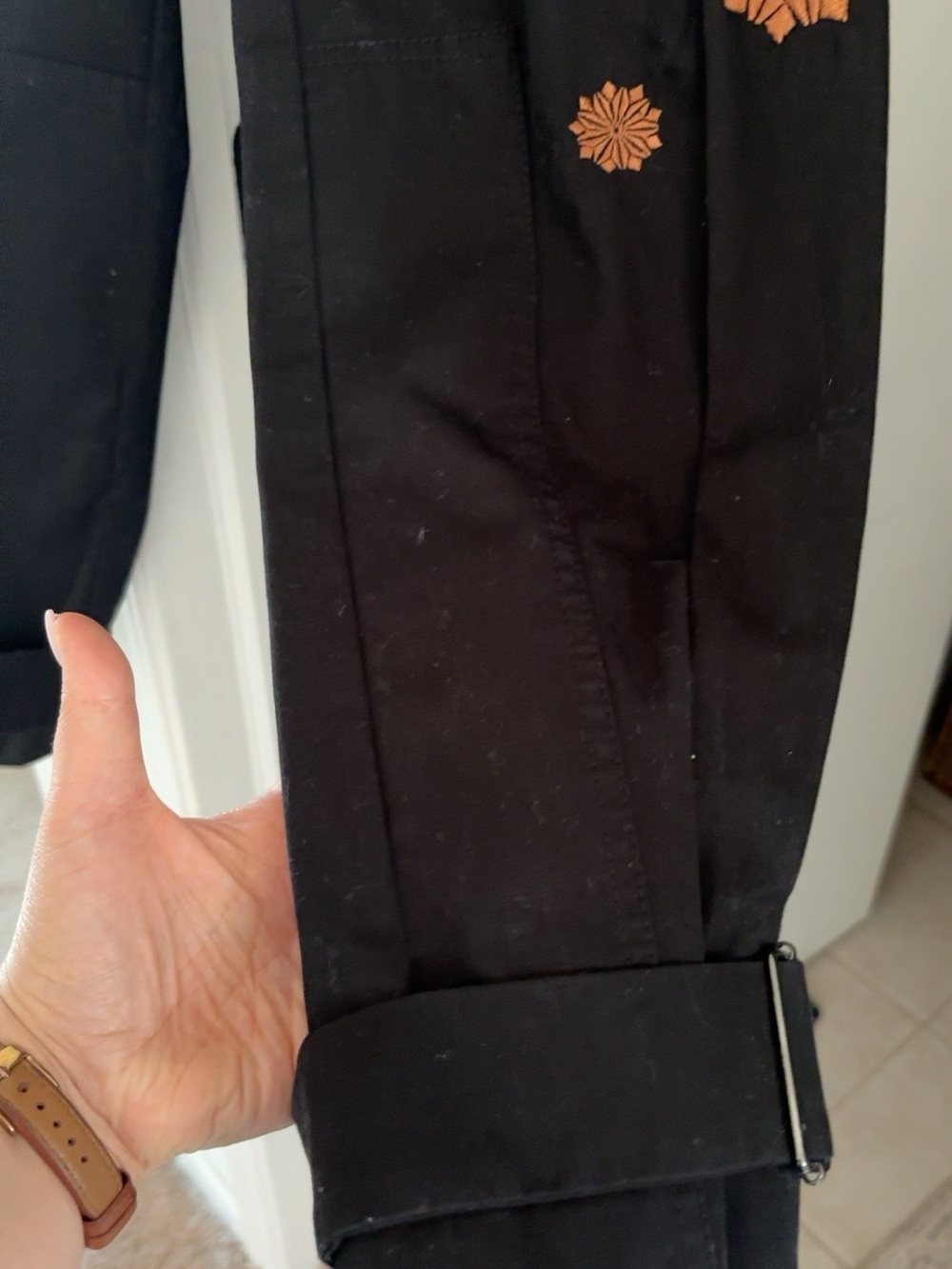 Emporio Armani NWT Black Embroidered Tapered Pants - Picture 8 of 9